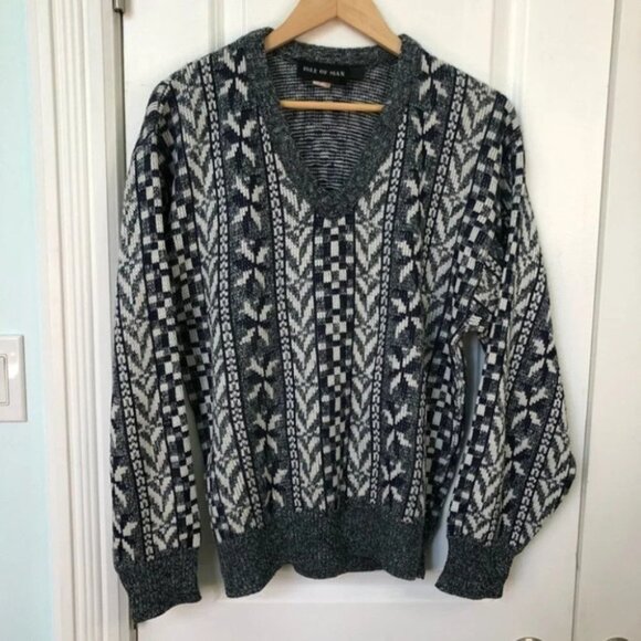 Vintage Isle of Man Geometric Funky Grandpa Sweater - Picture 6 of 6